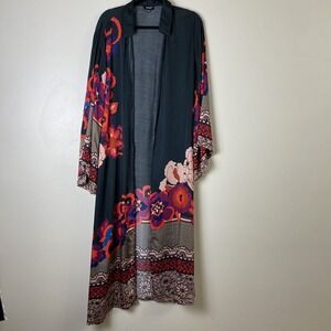 Tolani Womens Floral Bohemian Duster Kimono Bell Sleeve Size O/S Hippie Festival
